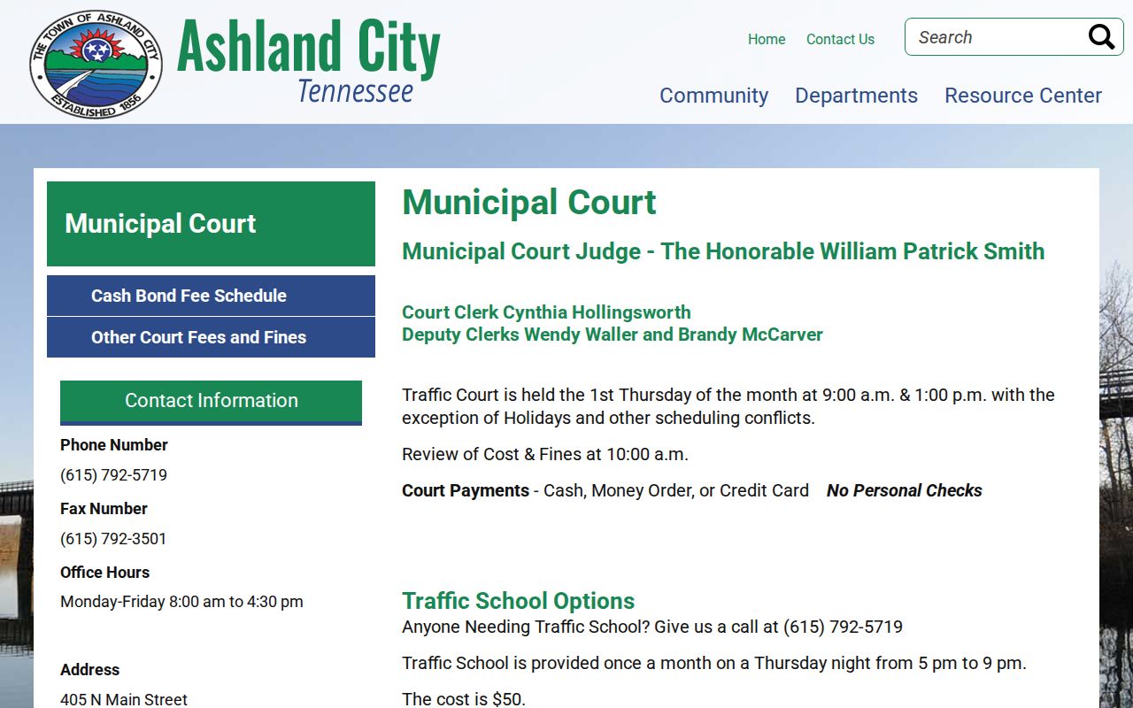 Ashland City municipal court criminal and traffic record information