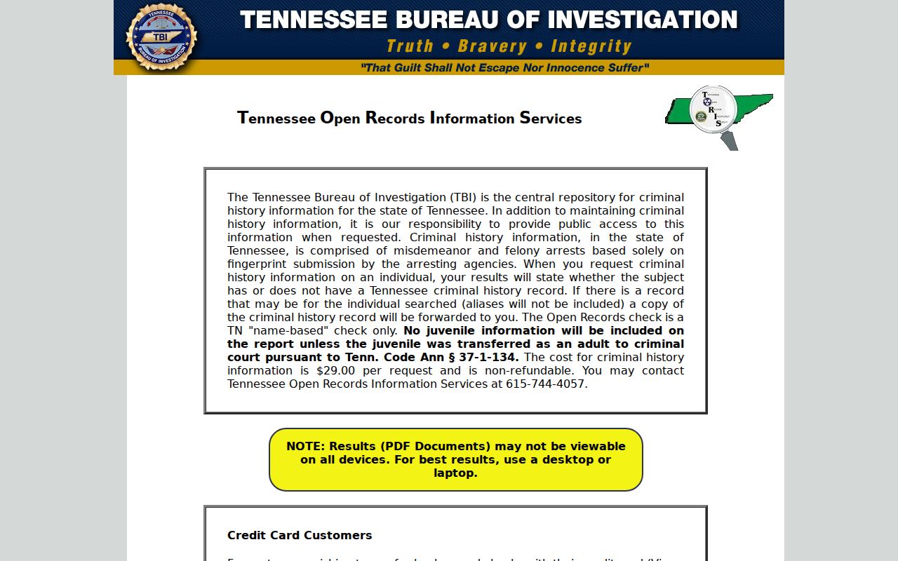 Cheatham County criminal history TORIS search service